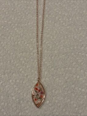 Rose Gold Floral Pendant Necklace signed LC